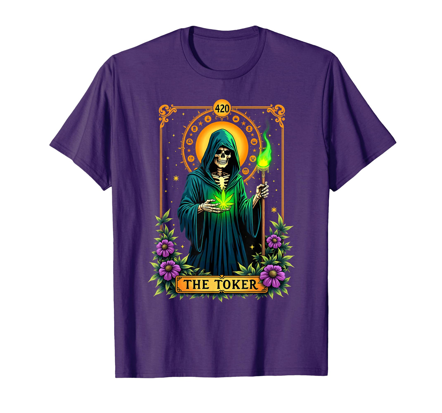 Tarot Card The Toker Cannabis Stoner Skeleton Halloween T-Shirt