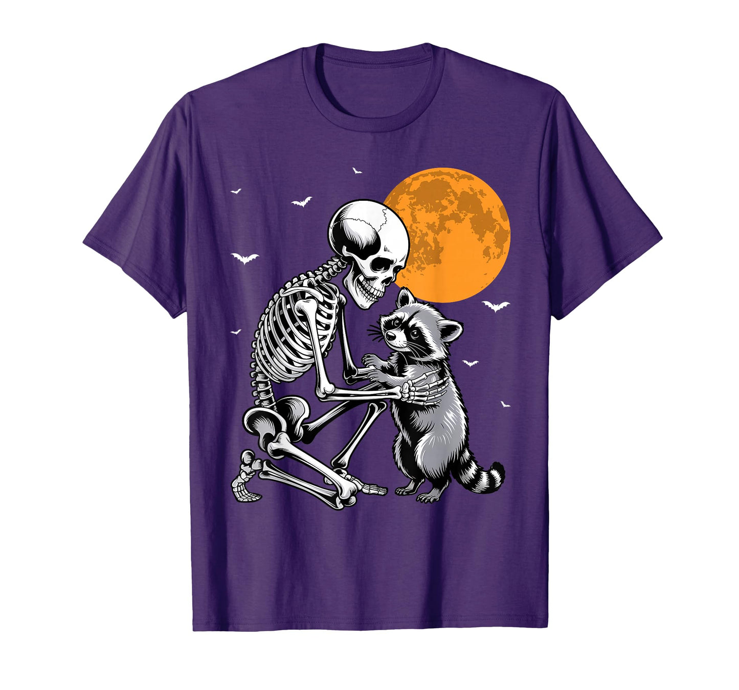 Raccoon Skull Cute Skeleton Halloween Men Women Kids T-Shirt