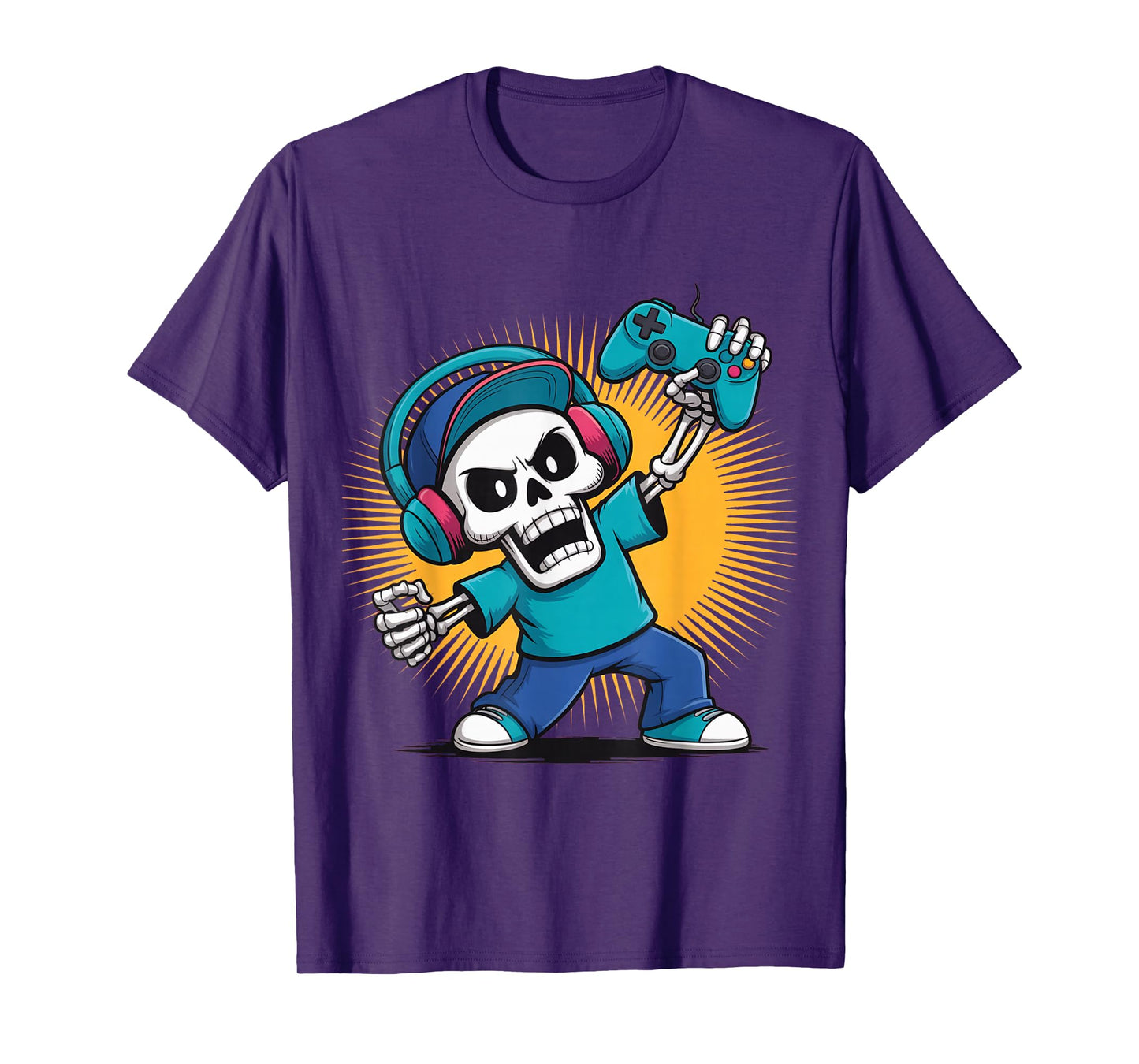 Funny Halloween Skeleton Gamer T-Shirt