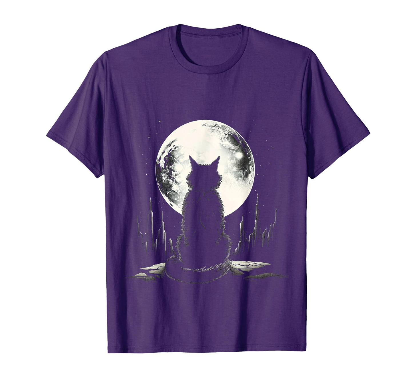 Cat Nature Moon Animal Illustration Art Graphic Motif Cat T-Shirt