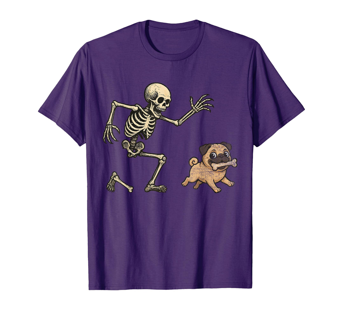 Funny Skeleton Chasing Frenchie Halloween Dog Mom Pet Lover T-Shirt