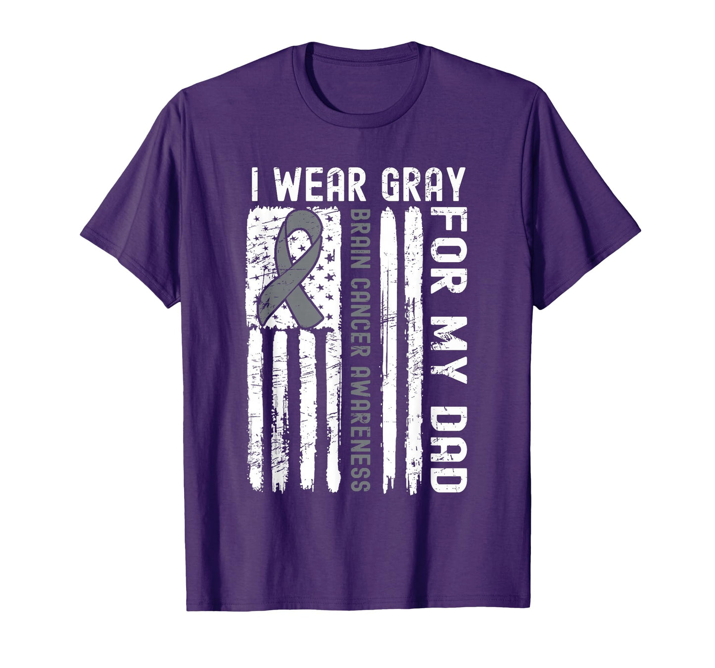 I Wear Gray For My Dad Brain Cancer American Flag T-Shirt