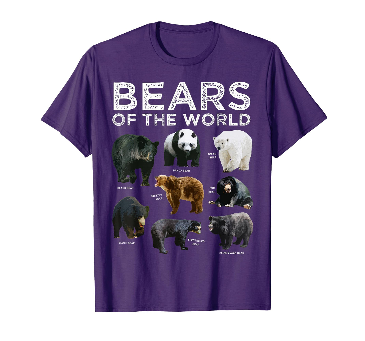Eight Bears of the World Panda Polar Grizzly Black Cute T-Shirt