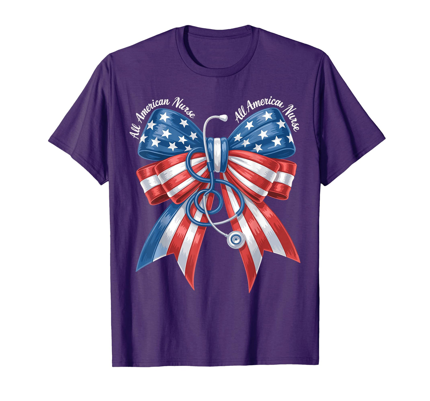 All American Nurse Coquette Bow Stethoscope RN 4th Of July T-Shirt