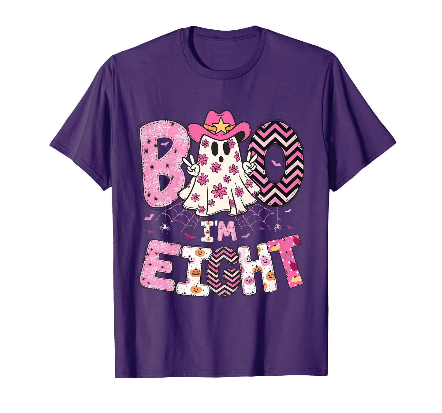 Halloween Ghost Boo I'm Eight Year 8th Birthday Eighth Girl T-Shirt