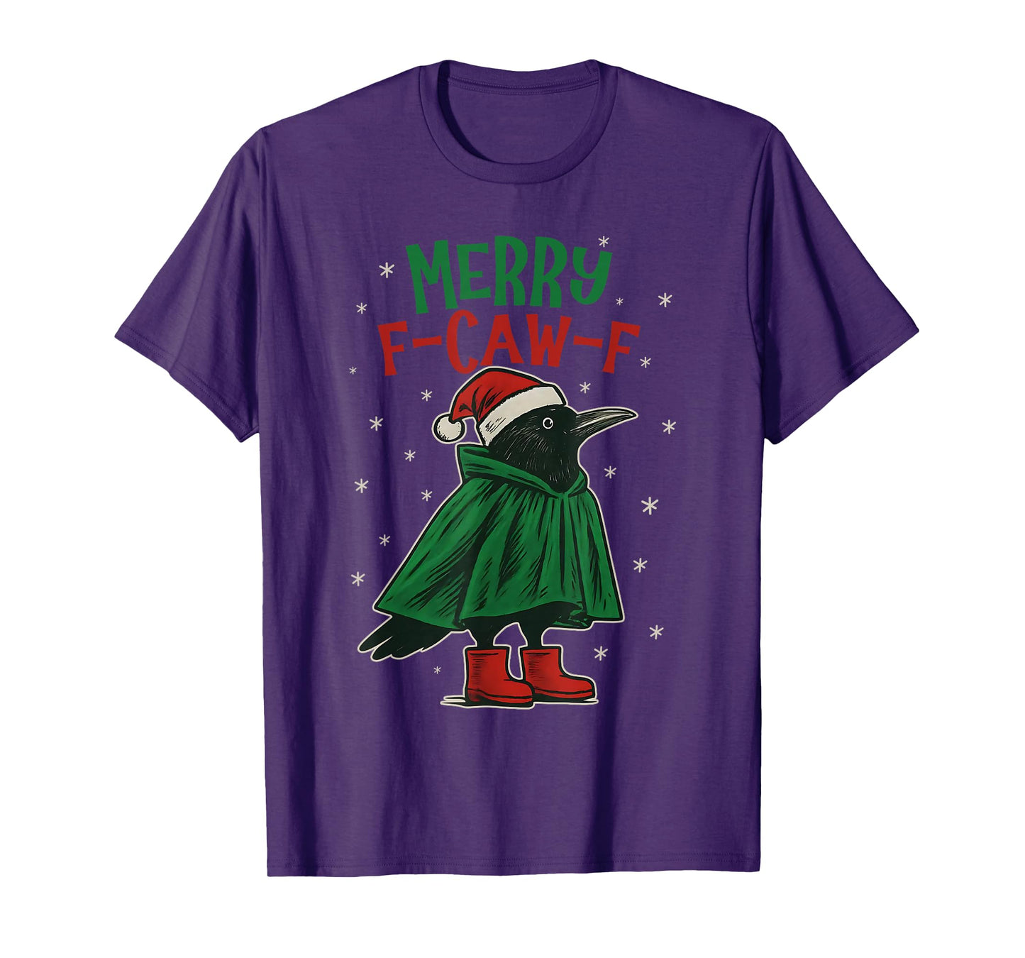 F-Caw-F Black Crow Christmas Pun Funny Bird Cawing Grunge T-Shirt