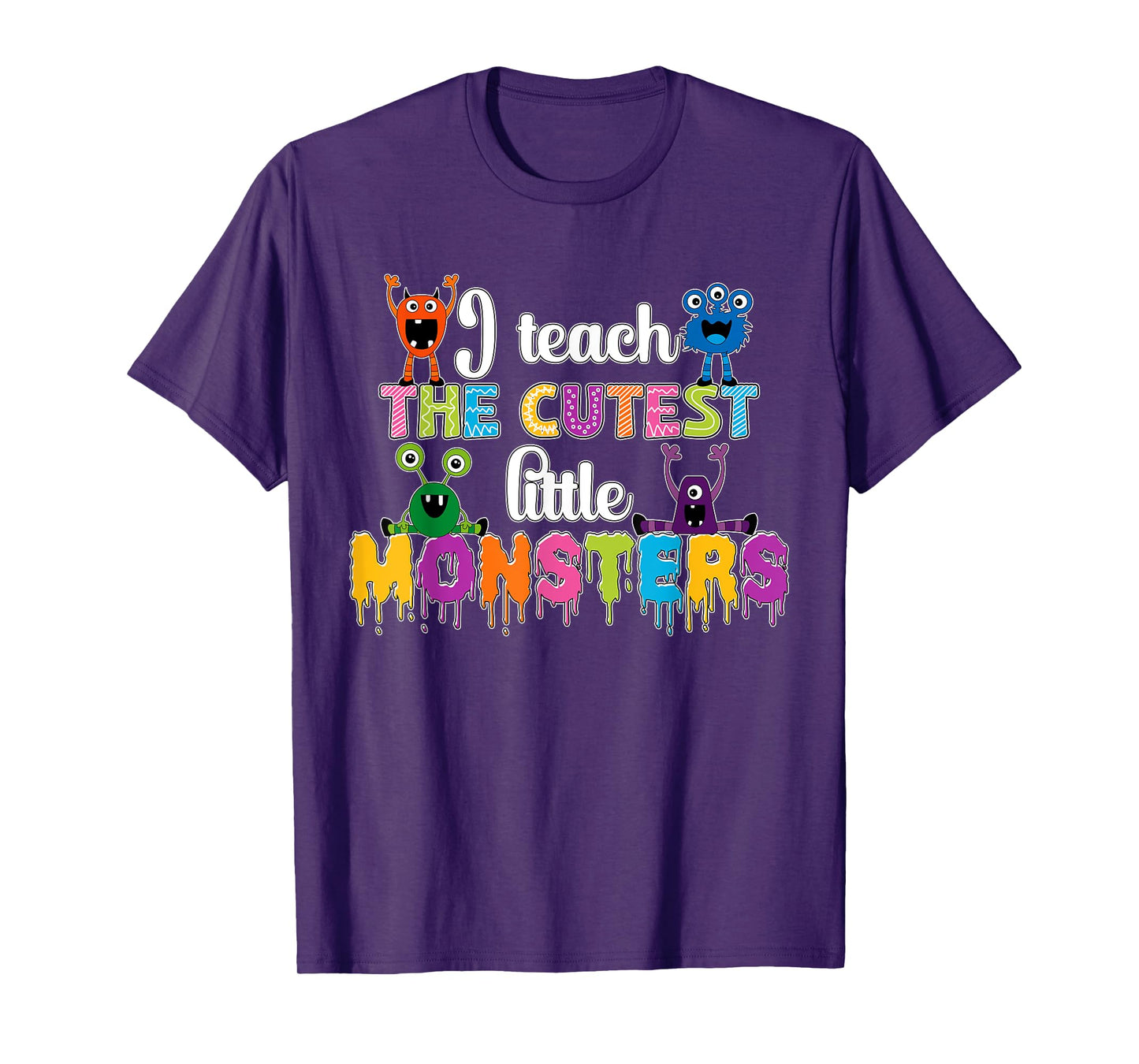 I Teach The Cutest Little Monsters Teacher Halloween Outfit T-Shirt for Men Women Kids