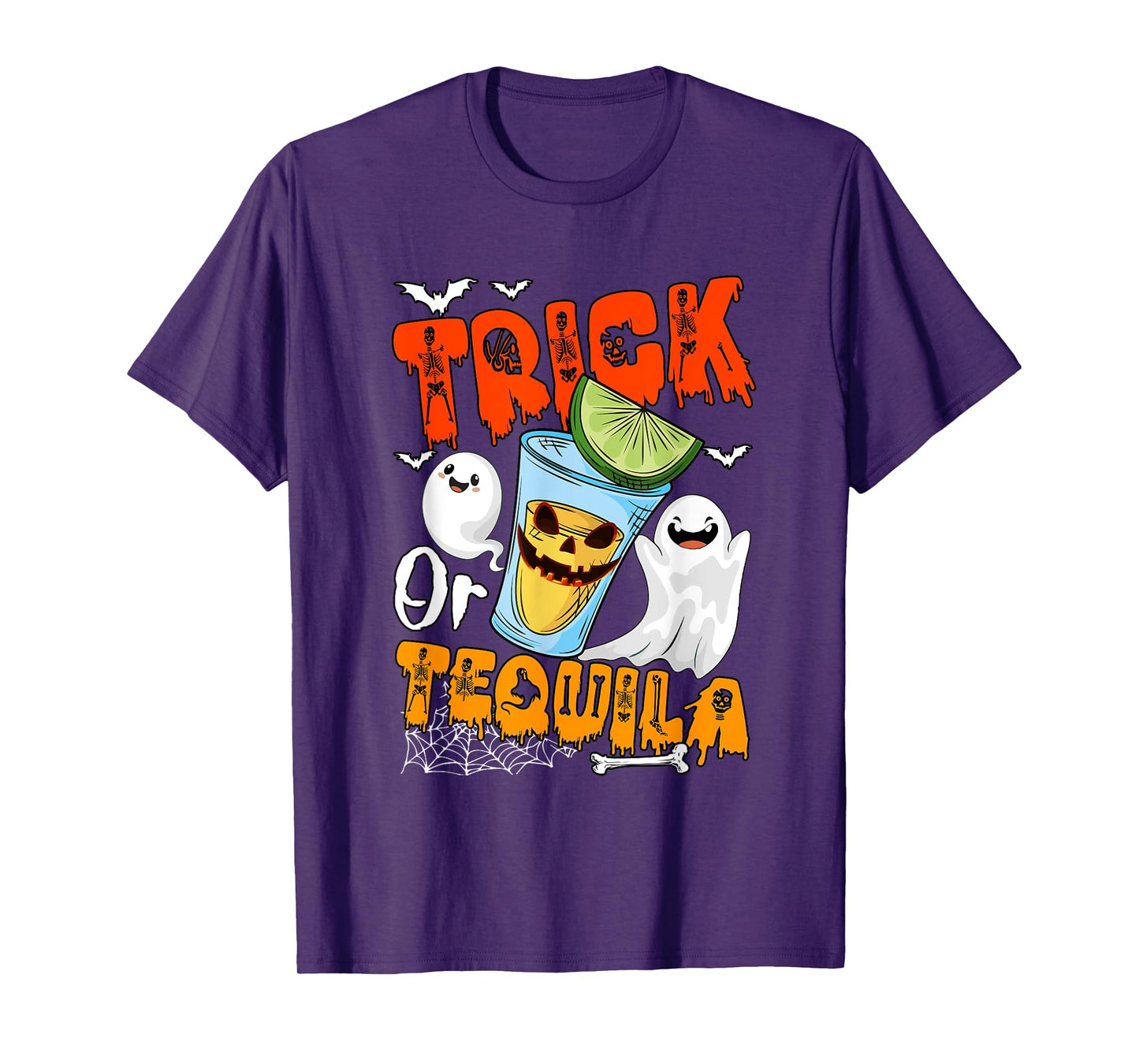 Trick Or Tequila Halloween Drunker Tequila Glasses Boo T-Shirt