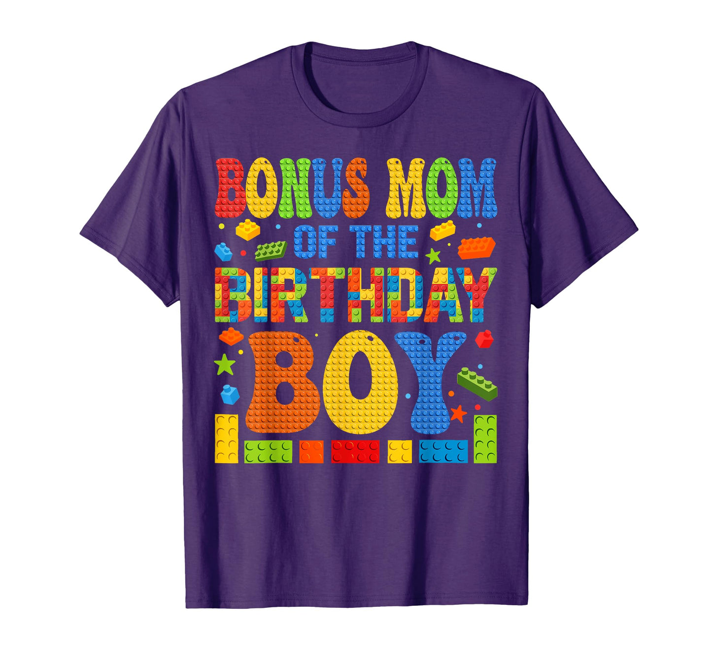 Bonus Mom Of The Birthday Boy Building Block Birthday Party T-Shirt