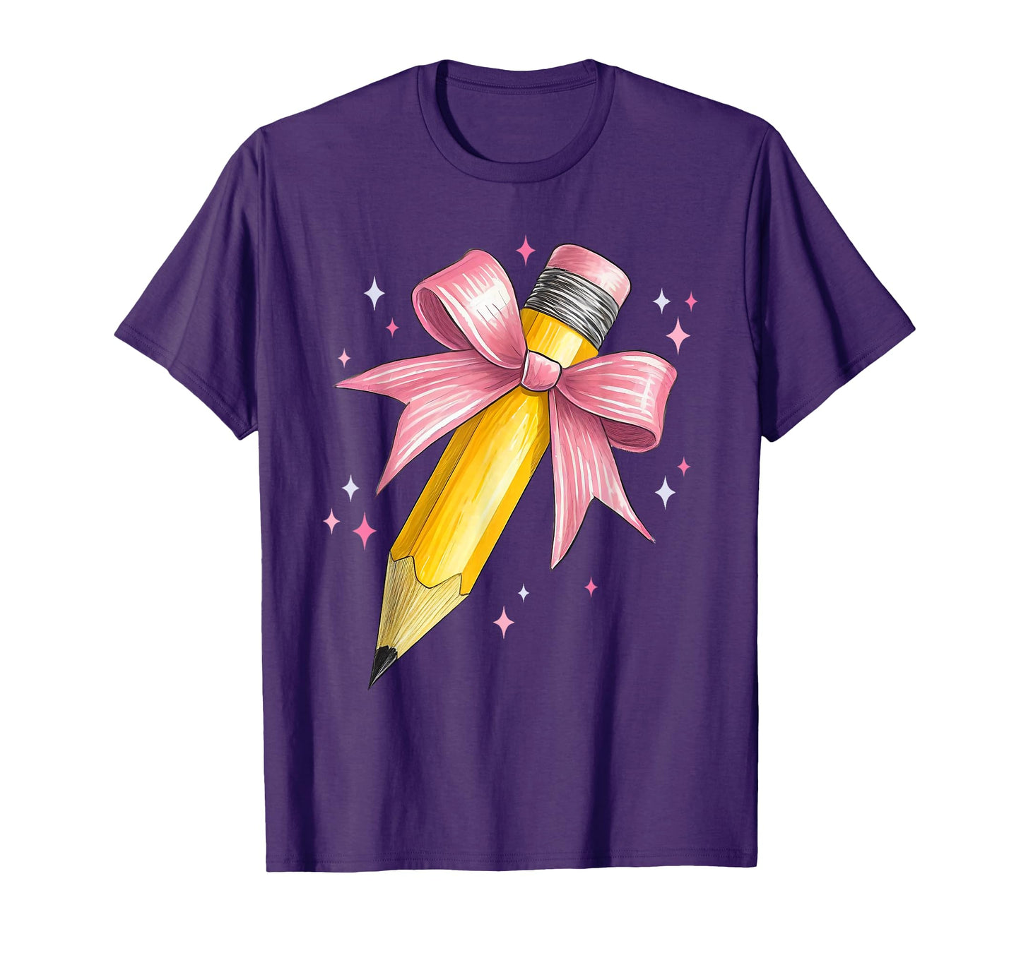Coquette Bow Pencil Teacher Student First Day Back To School T-Shirt