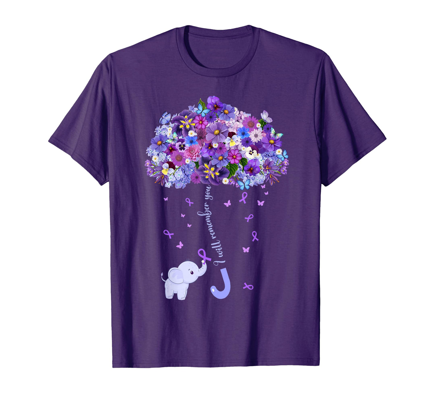 Alzheimers Awareness I'll Remember You Purple Elephant Women T-Shirt