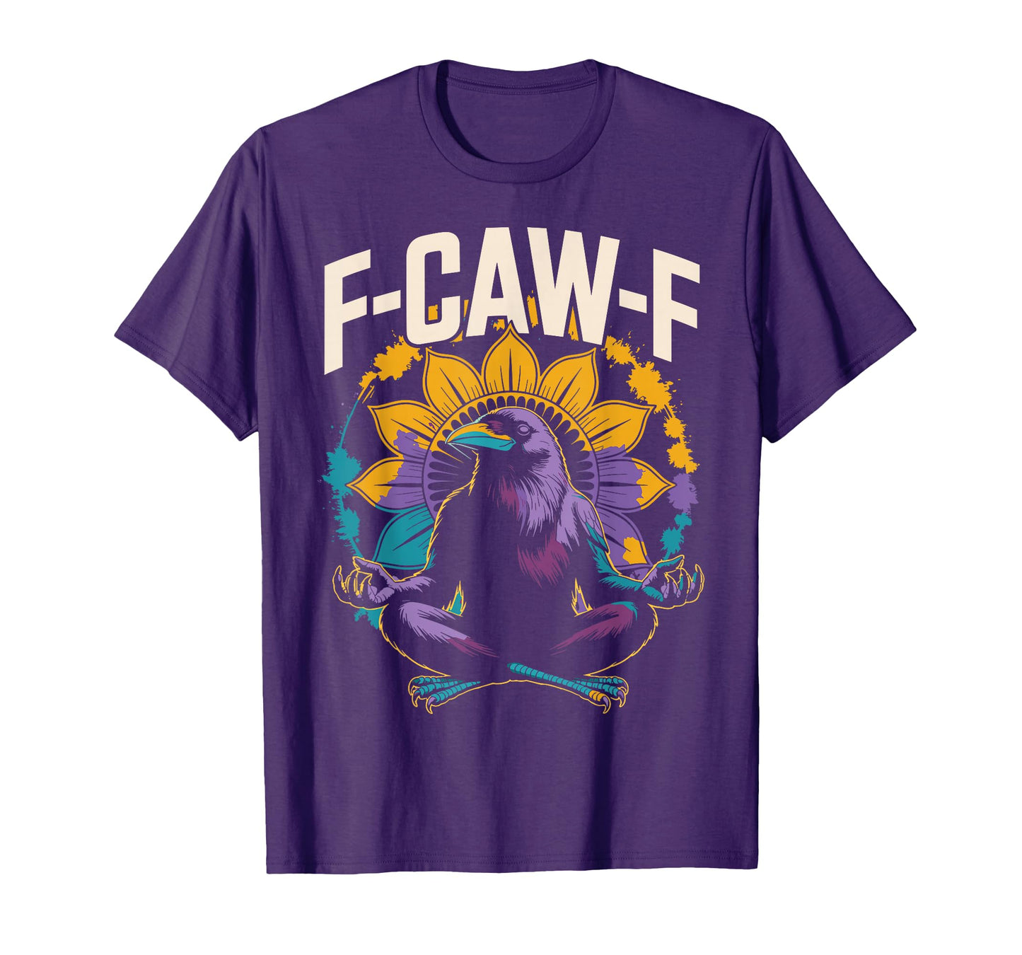 Zen Crow F Caw F Raven Fcawf Funny Meditation Yoga Fawk Off T-Shirt