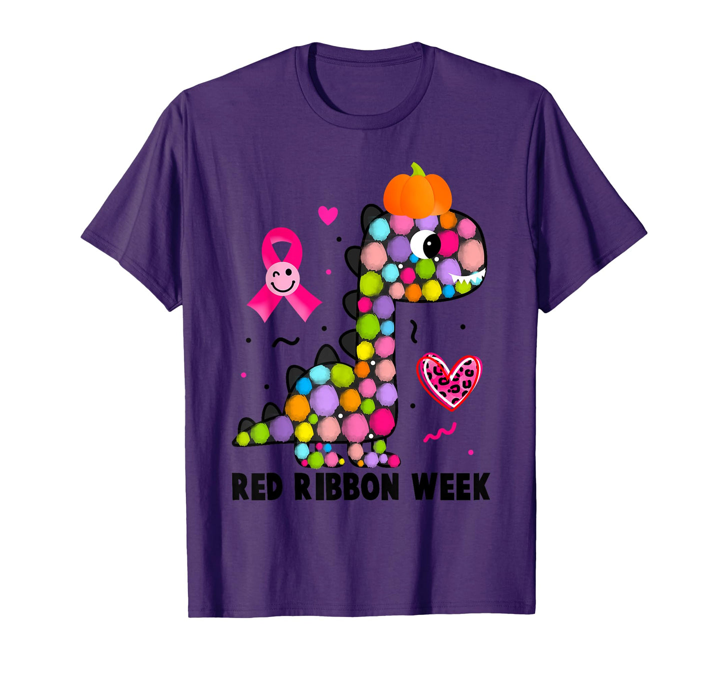 We Wear Red Ribbon Week Awareness Cute Dino Red Ribbon Week T-Shirt