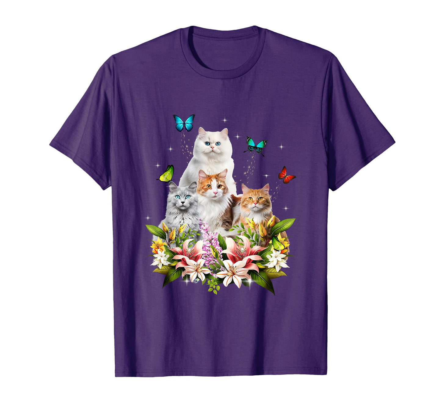 Kitten Lover Cute Cat Flower Butterfly Kitten Pet Animal T-Shirt