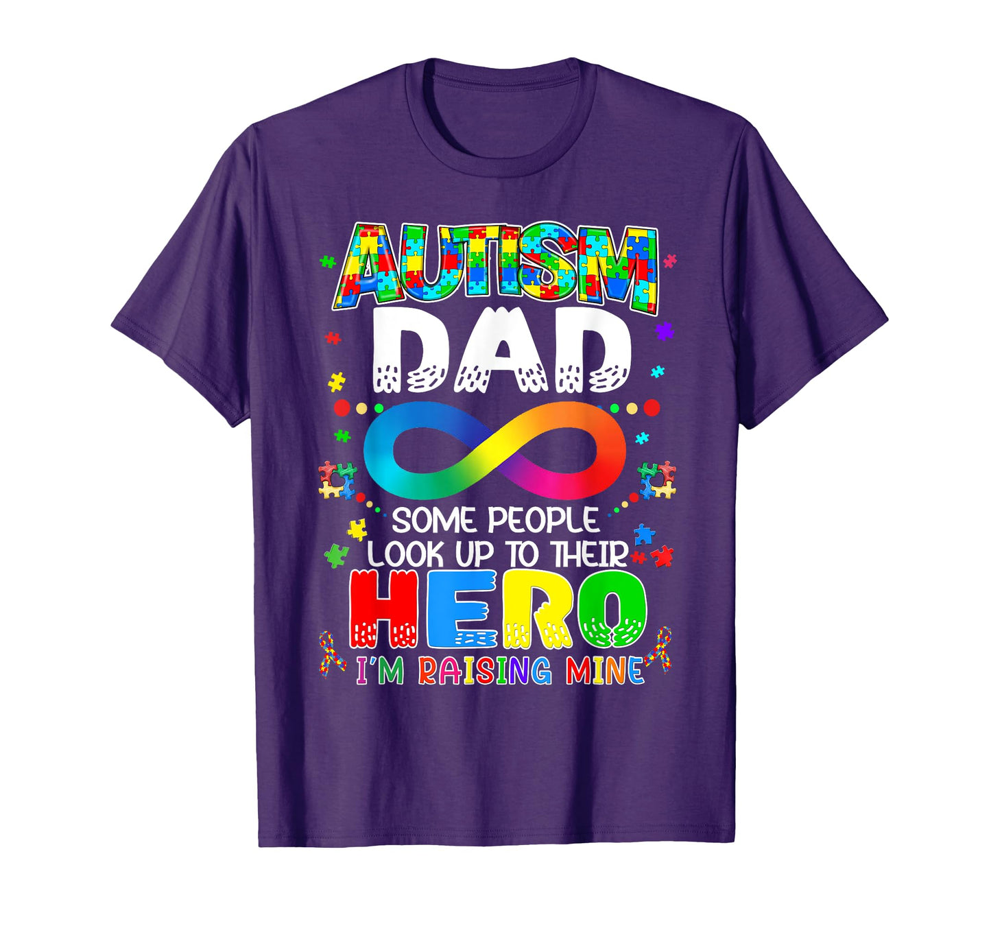 Autism Dad Raising Hero Groovy Father Autism Awareness T-Shirt