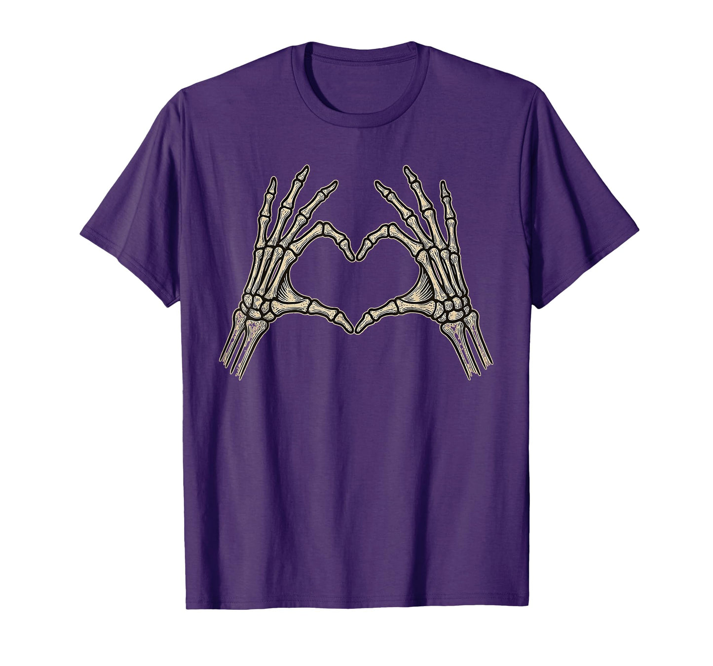 Retro Skeleton Hands Heart Sign Halloween Costume Women Girl T-Shirt