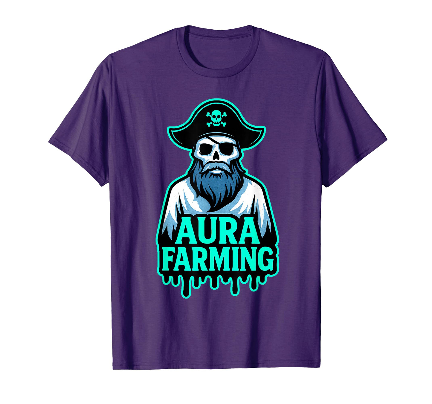 Funny Aura Farming Halloween Ghost Pirate Teen Slang Rizz T-Shirt