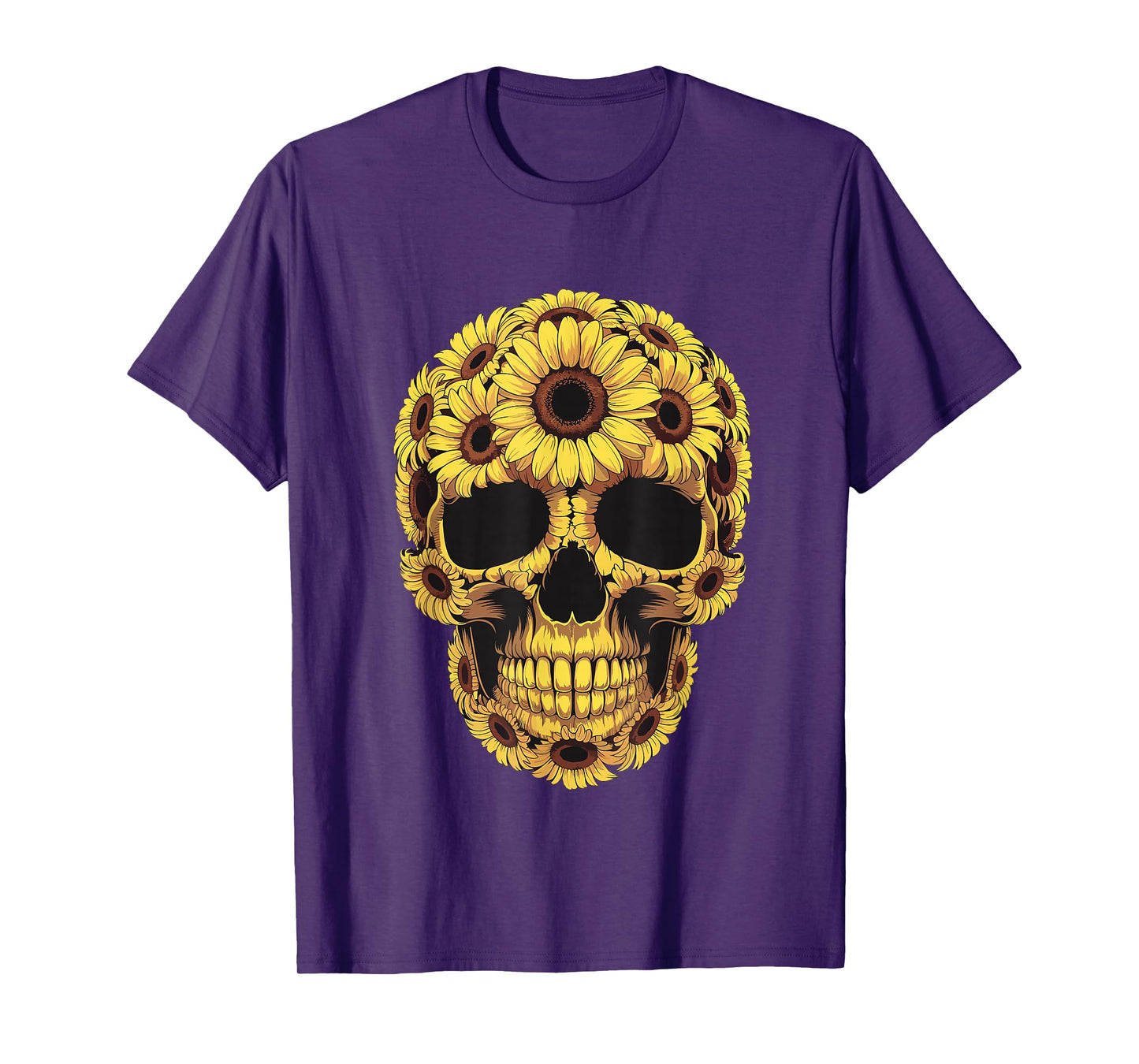Skull Skeleton Sunflower Lazy Halloween Costume T-Shirt