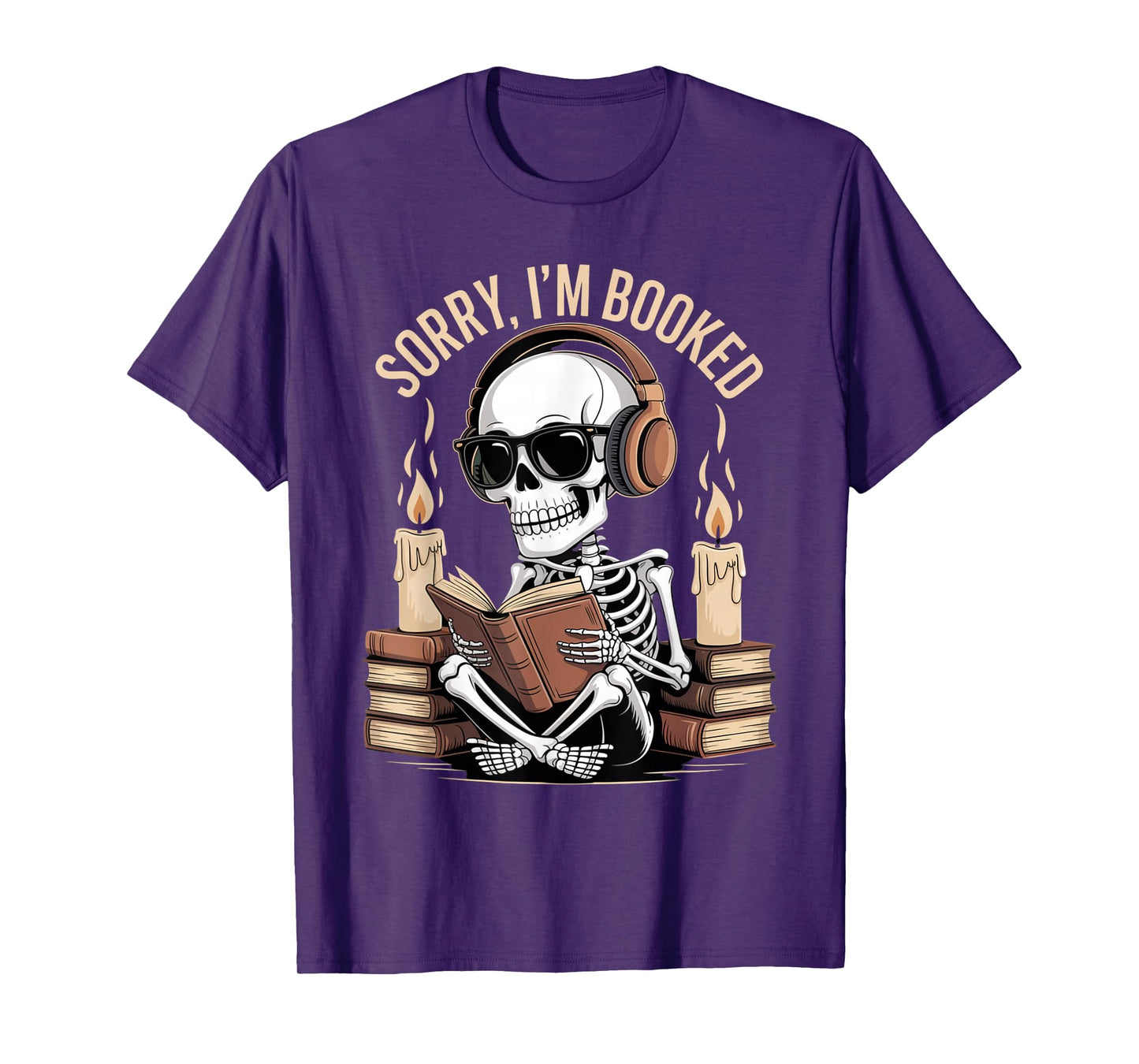 Sorry I'm Booked Funny Halloween Skeleton Reading T-Shirt