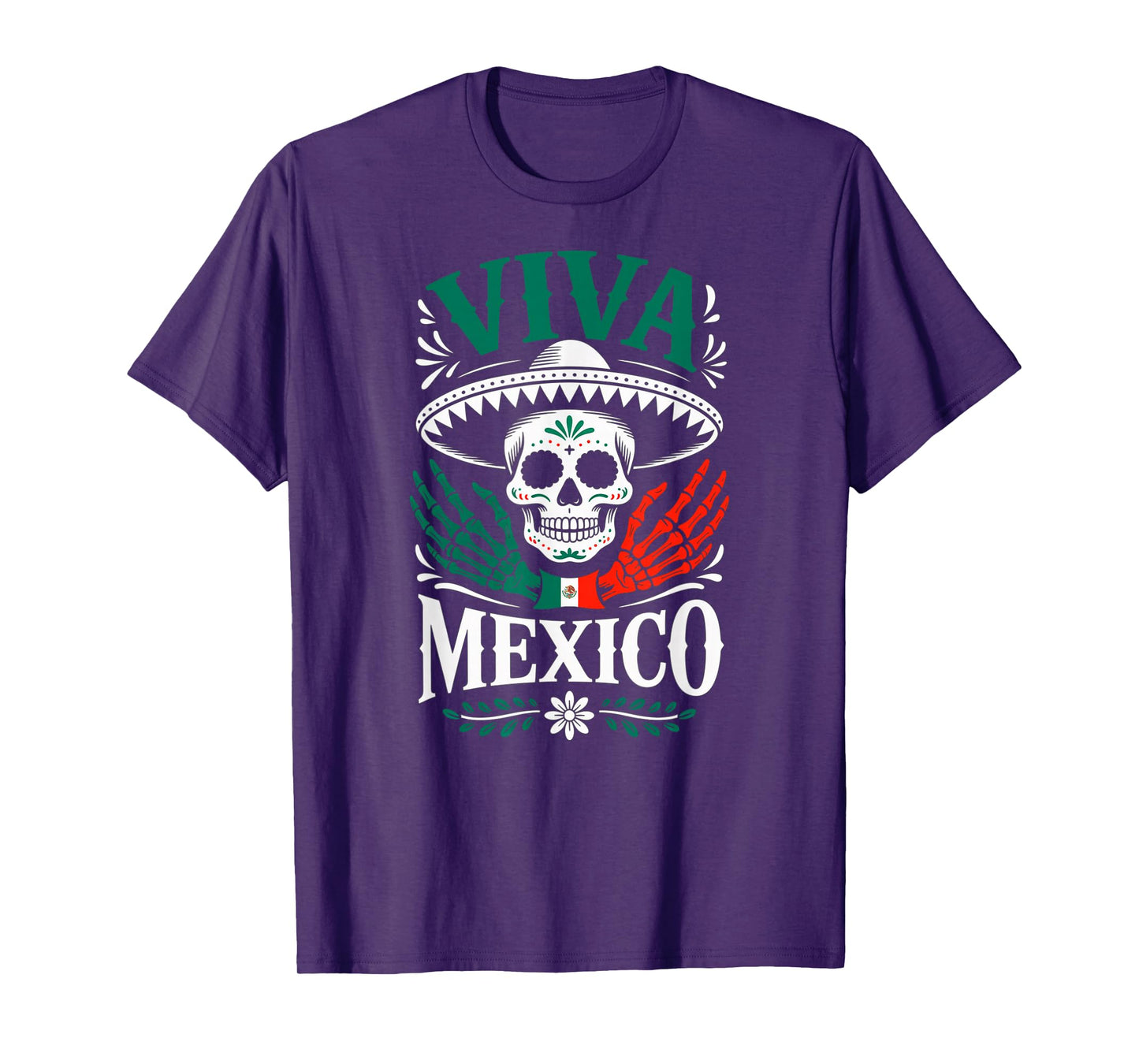 Skeleton Skull Mexican Sombrero Viva Mexico Independence Day T-Shirt