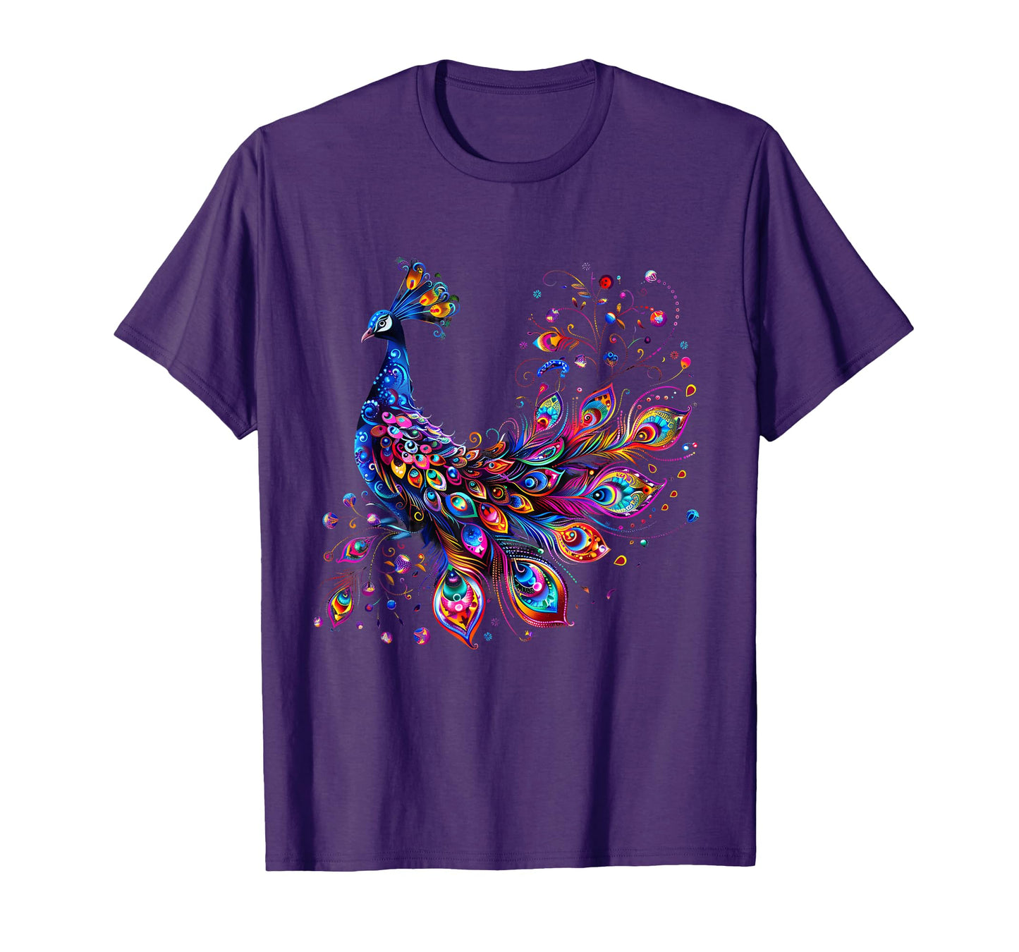 Feather Peacock Lover Artwork Animal Colorful Peacock Bird T-Shirt