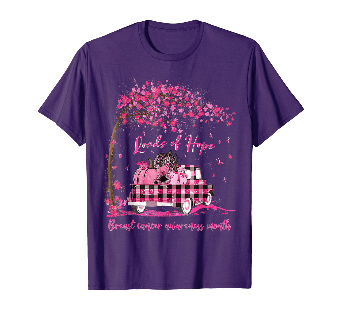 Pink Truck Pumpkin October Breast Cancer Awareness Month T-Shirt