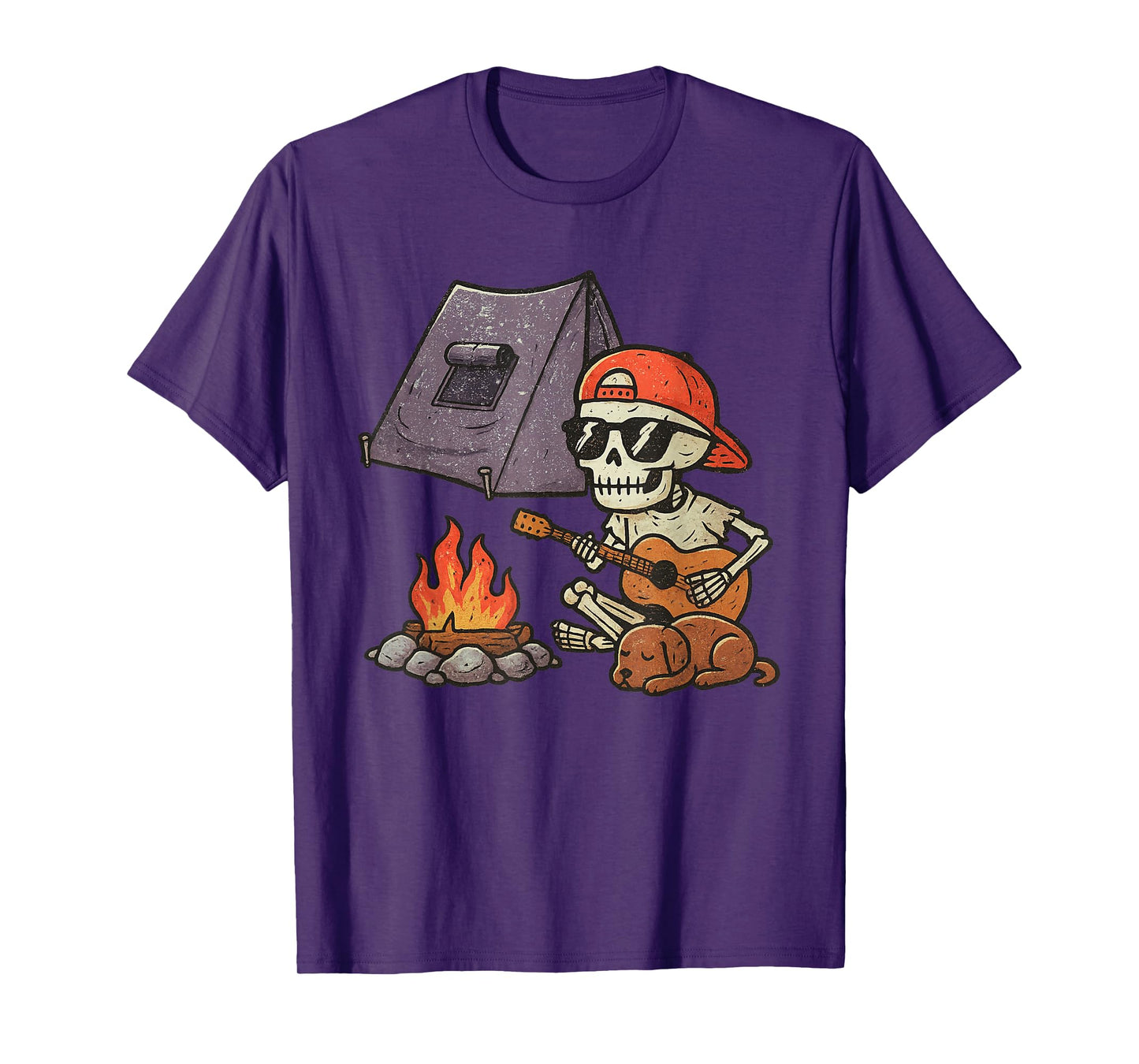Vintage Halloween Skeleton Camping Funny Spooky Costume T-Shirt
