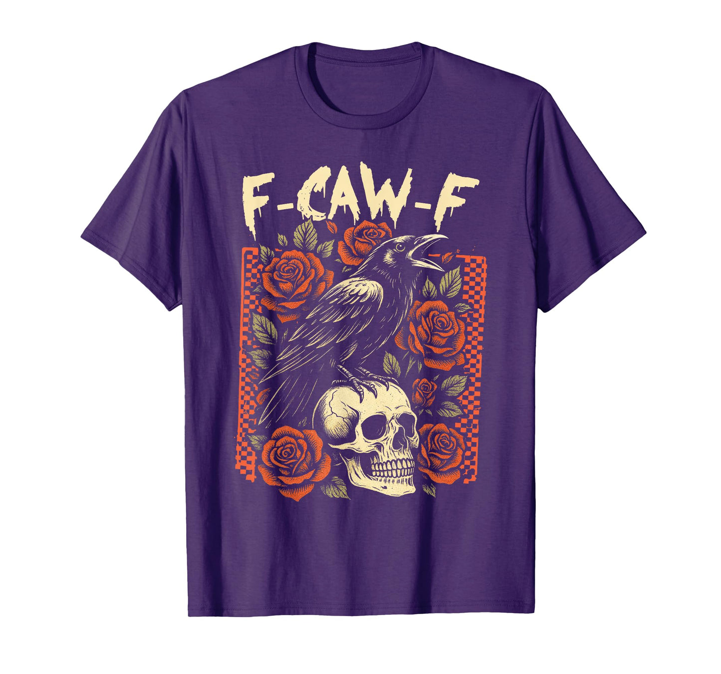 Halloween Vibes Spooky Season Raven Crow Skull F-caw-f T-Shirt