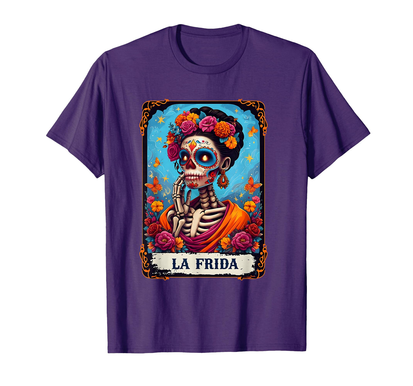 La Frida Tarot Card Day of The Dead Skeleton Sugar Skull T-Shirt