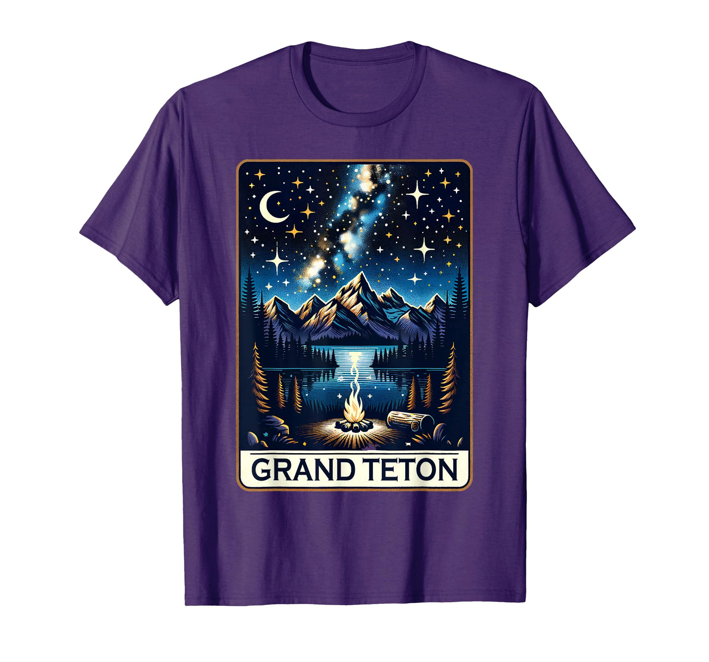 Grand Teton National Park Wyoming At Night Hike Camp Vintage T-Shirt