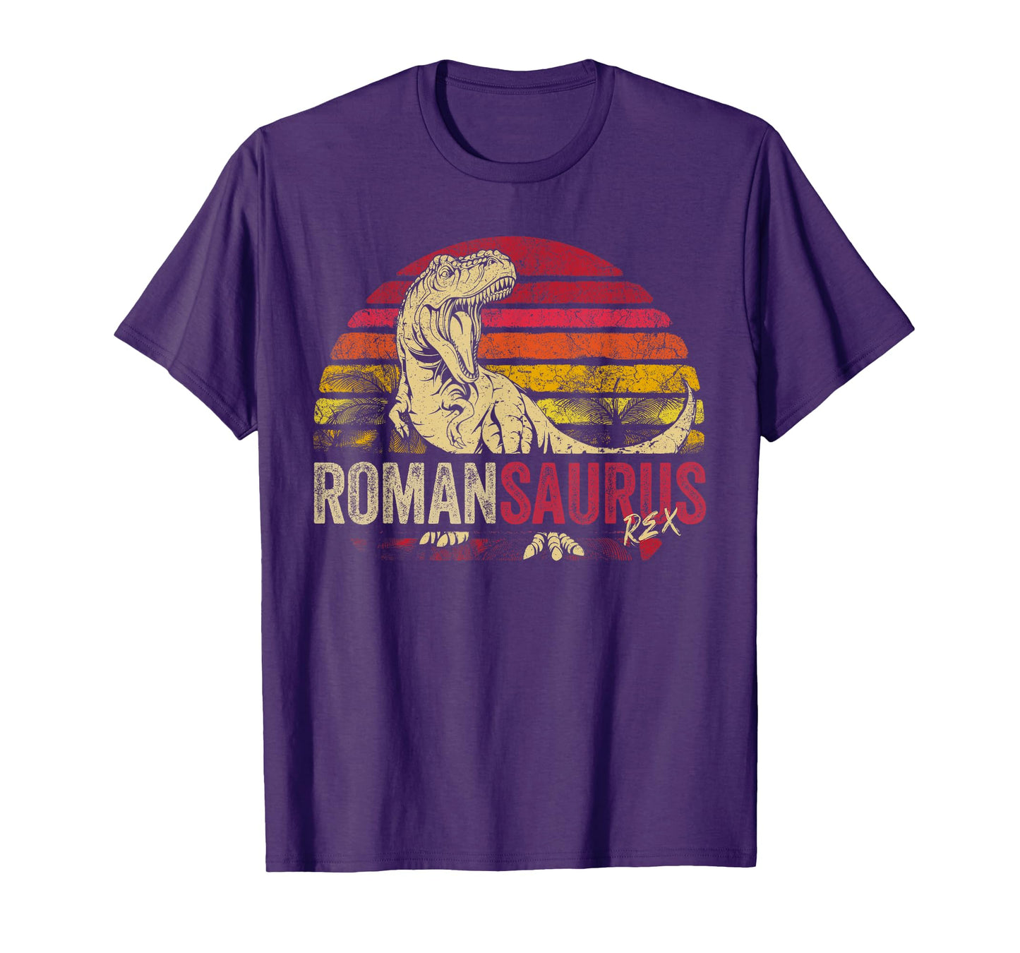Roman Saurus Funny Personalized Dinosaur T Rex Boys Name T-Shirt