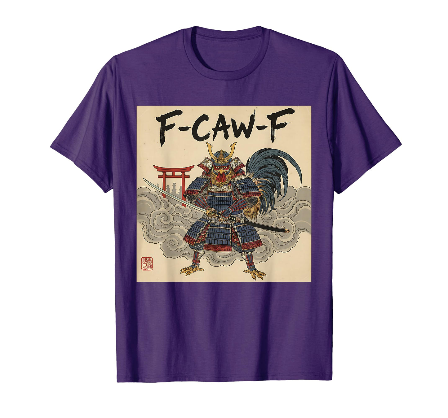Retro Samurai F-Caw-F Chicken Warrior Japanese Chicken Ninja T-Shirt