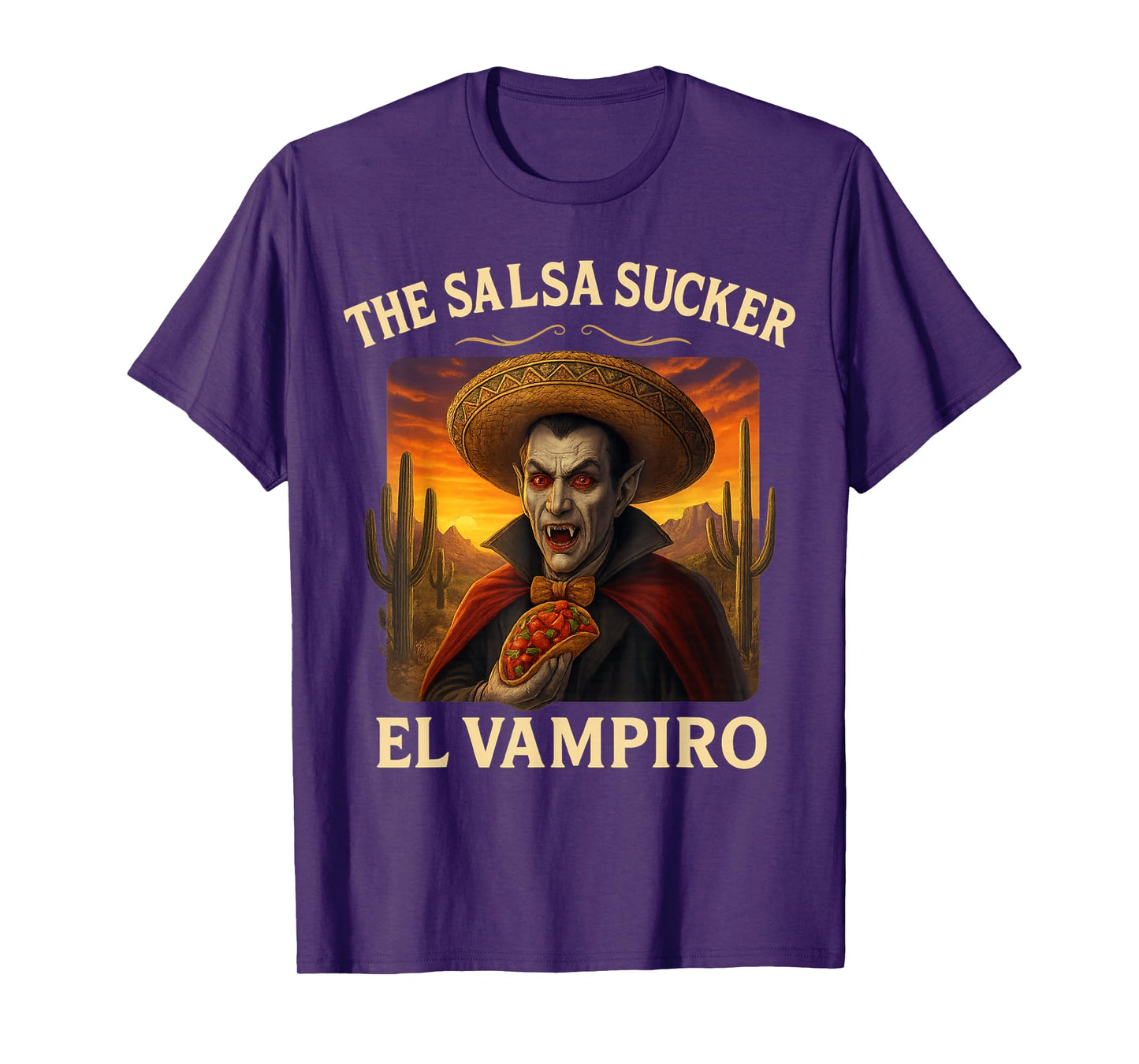 Funny Halloween Tacos The Salsa Sucker Mexican Vampire T-Shirt