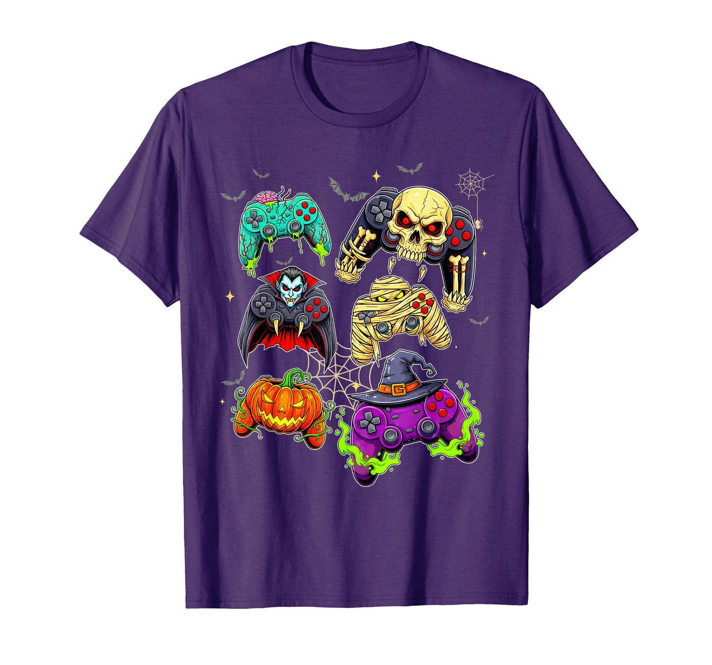Halloween Gamer Skeleton Zombie Mummy Witch Vampire Gaming T-Shirt