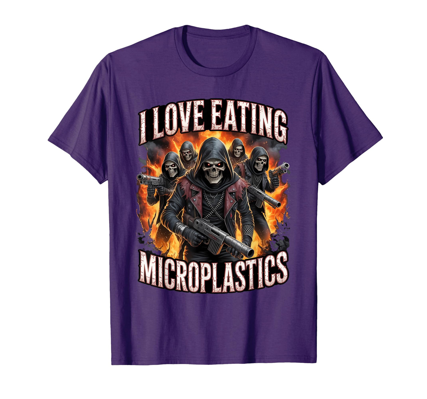 I Love Eating Microplastics Funny Skeleton Hard Meme Bootleg T-Shirt