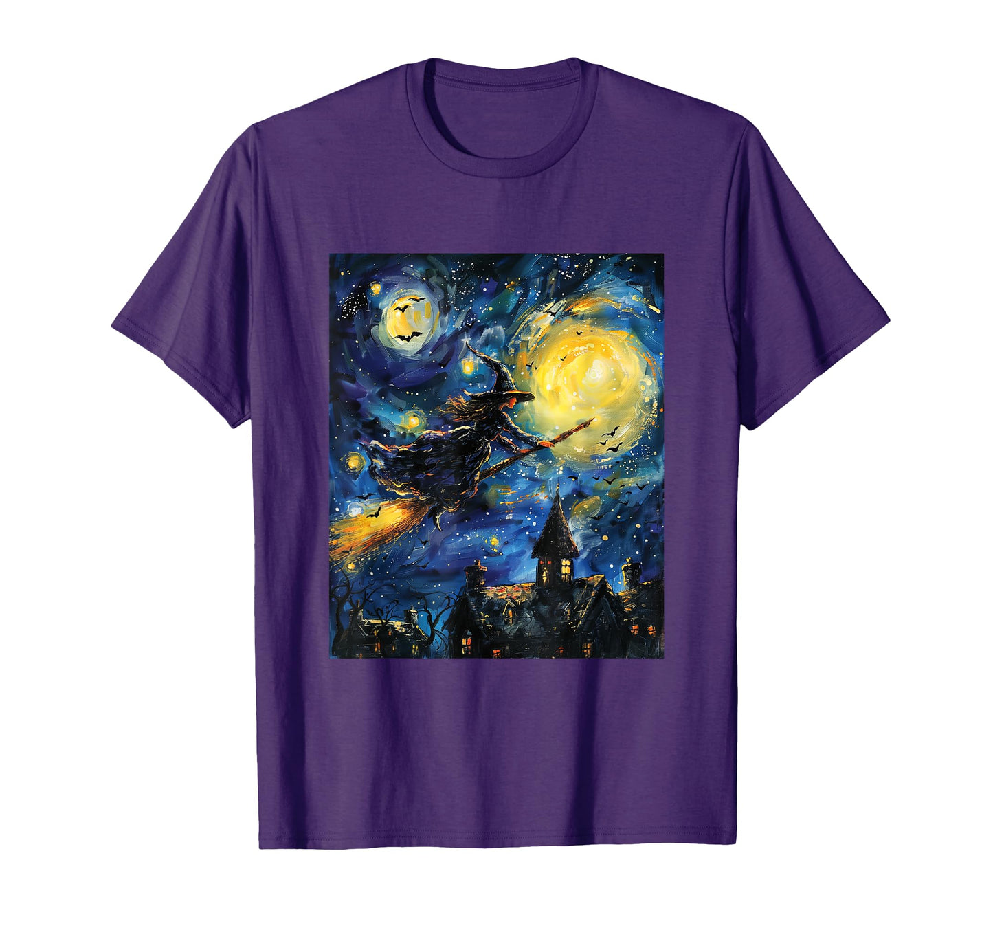 Witch Halloween - Van Gogh Style - Starry Night T-Shirt