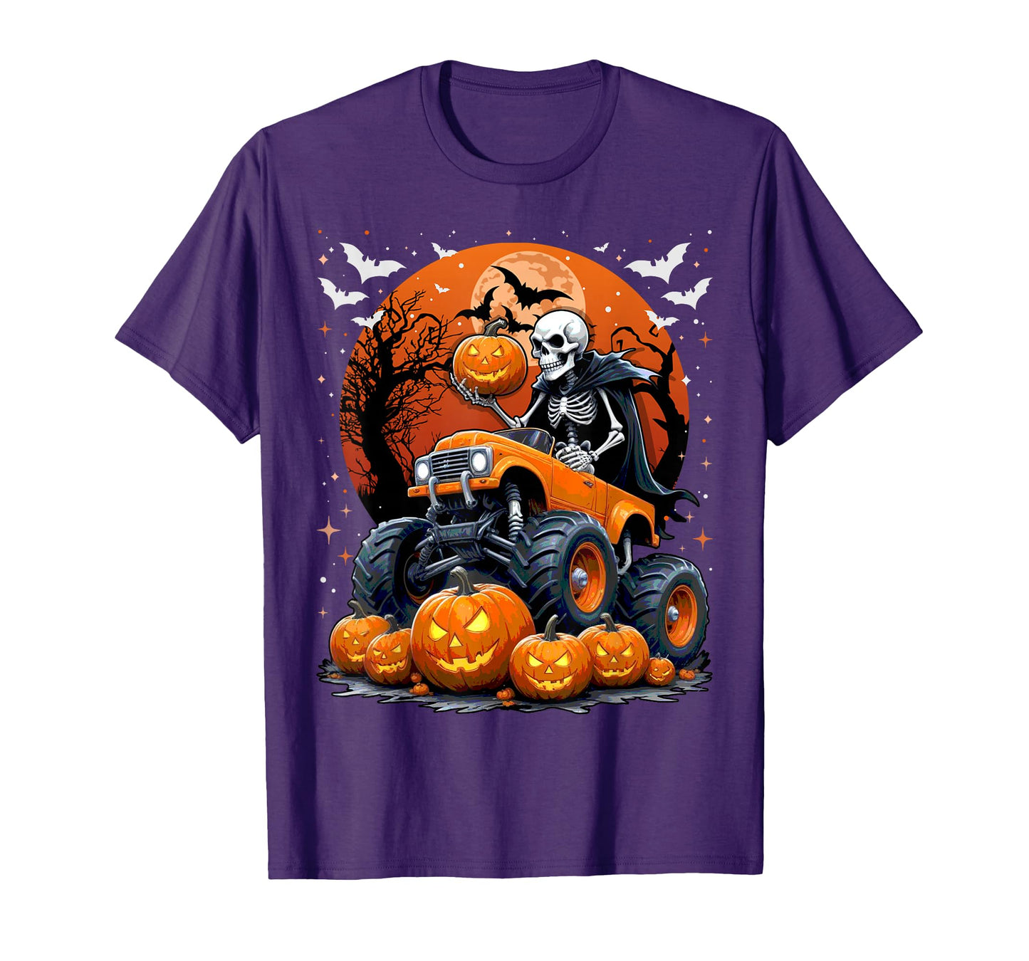 Monster Truck Halloween Jack O Lantern Moon Pumpkin Toddler T-Shirt