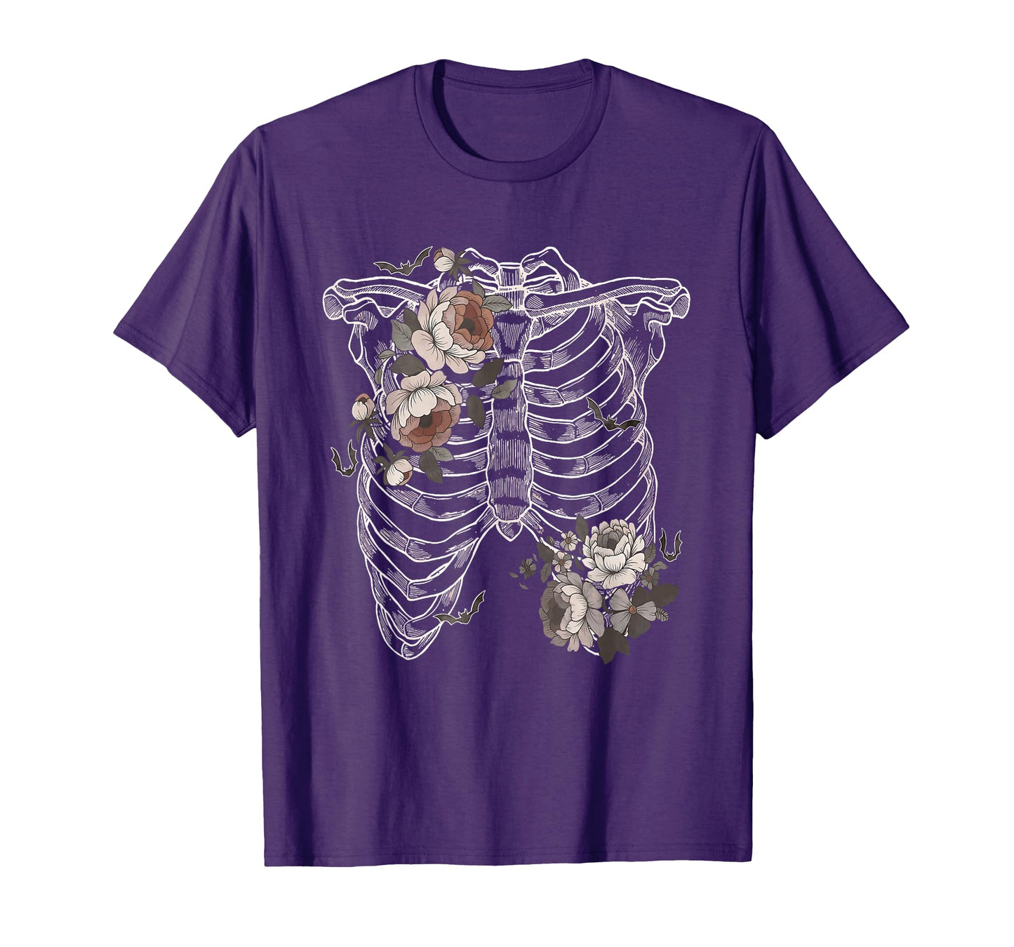 Skeleton Ribcage Flowers Goth Floral Death Dark Alt T-Shirt