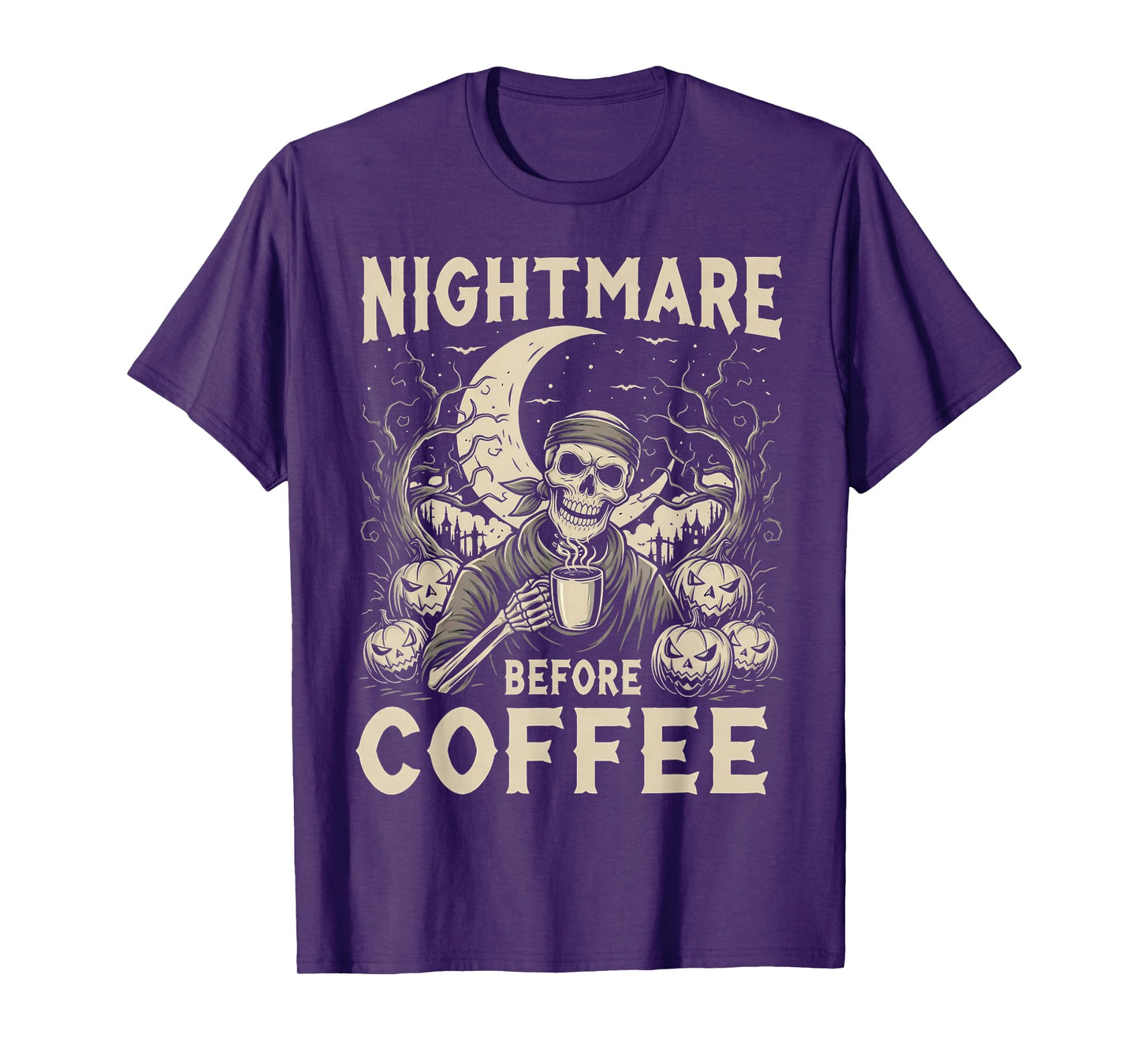 Nightmare Coffee Skeleton Pumpkin Family Matching T-Shirt