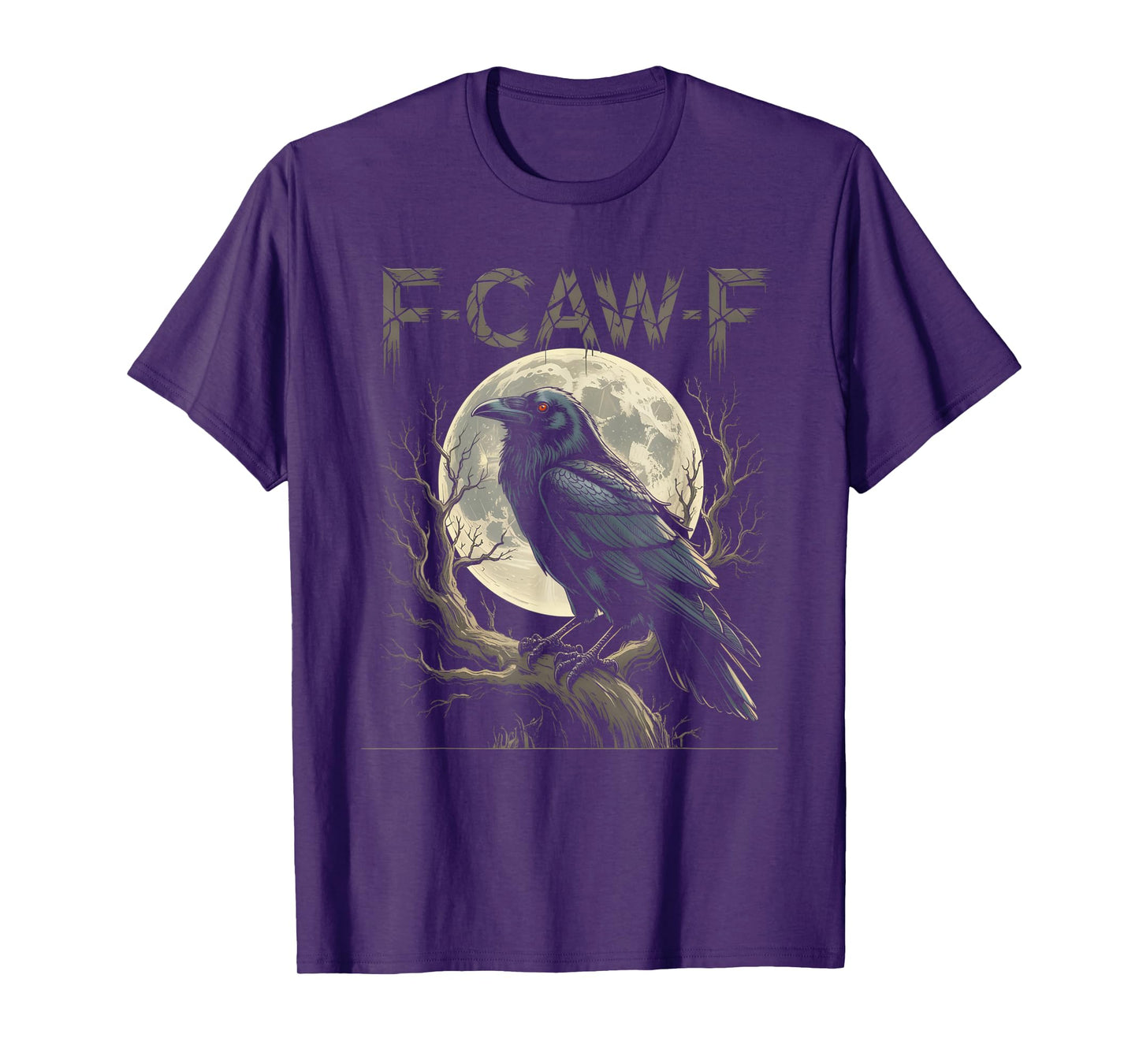 Black Crow, F-Caw-F Funny Black Bird Moon Gothic Adult Humor T-Shirt