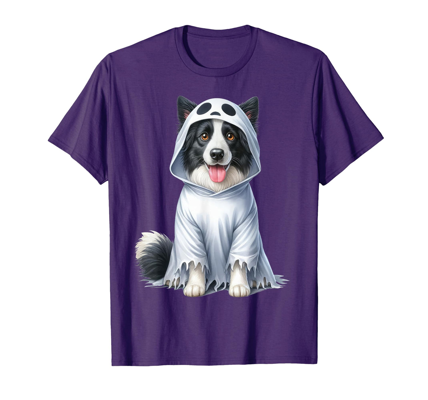 Funny Ghost Border Collie Dog Lover Halloween Costume Men Women T-Shirt