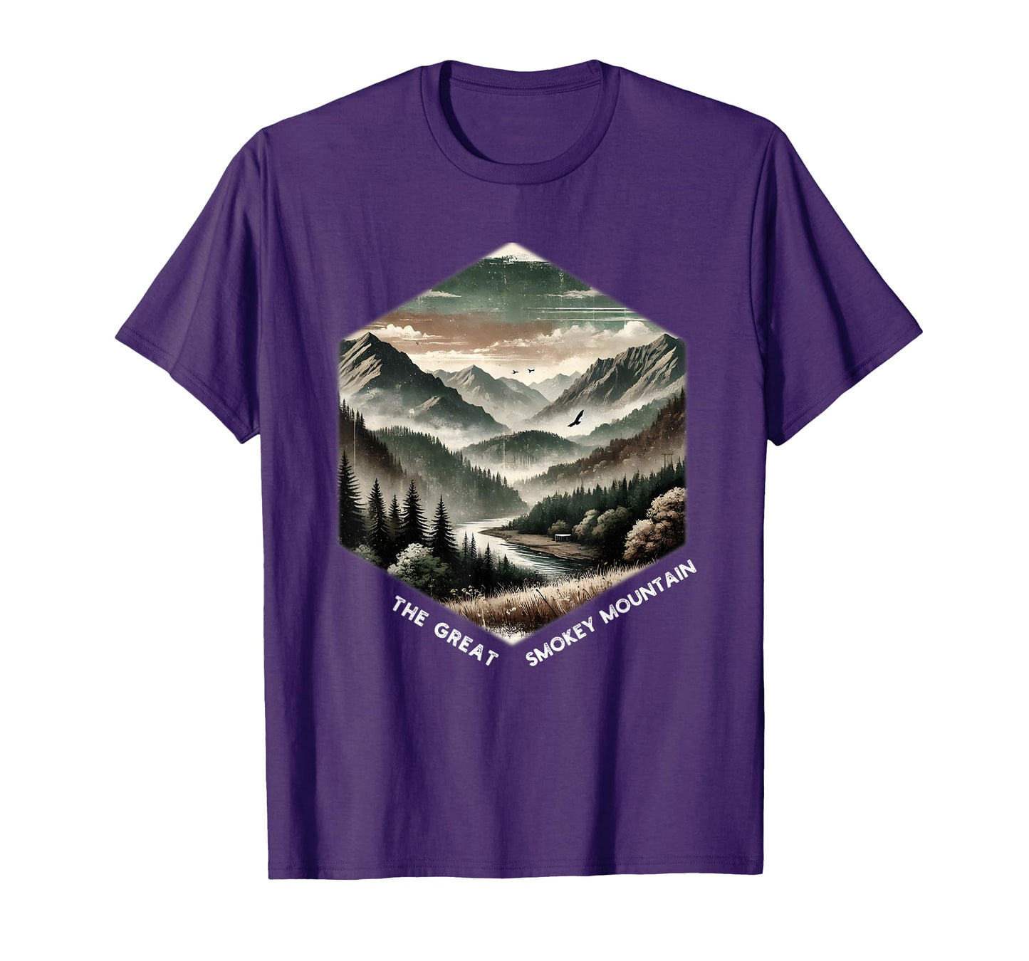 Smoky Mountains Scenic Vintage Nature Graphic Design T-Shirt
