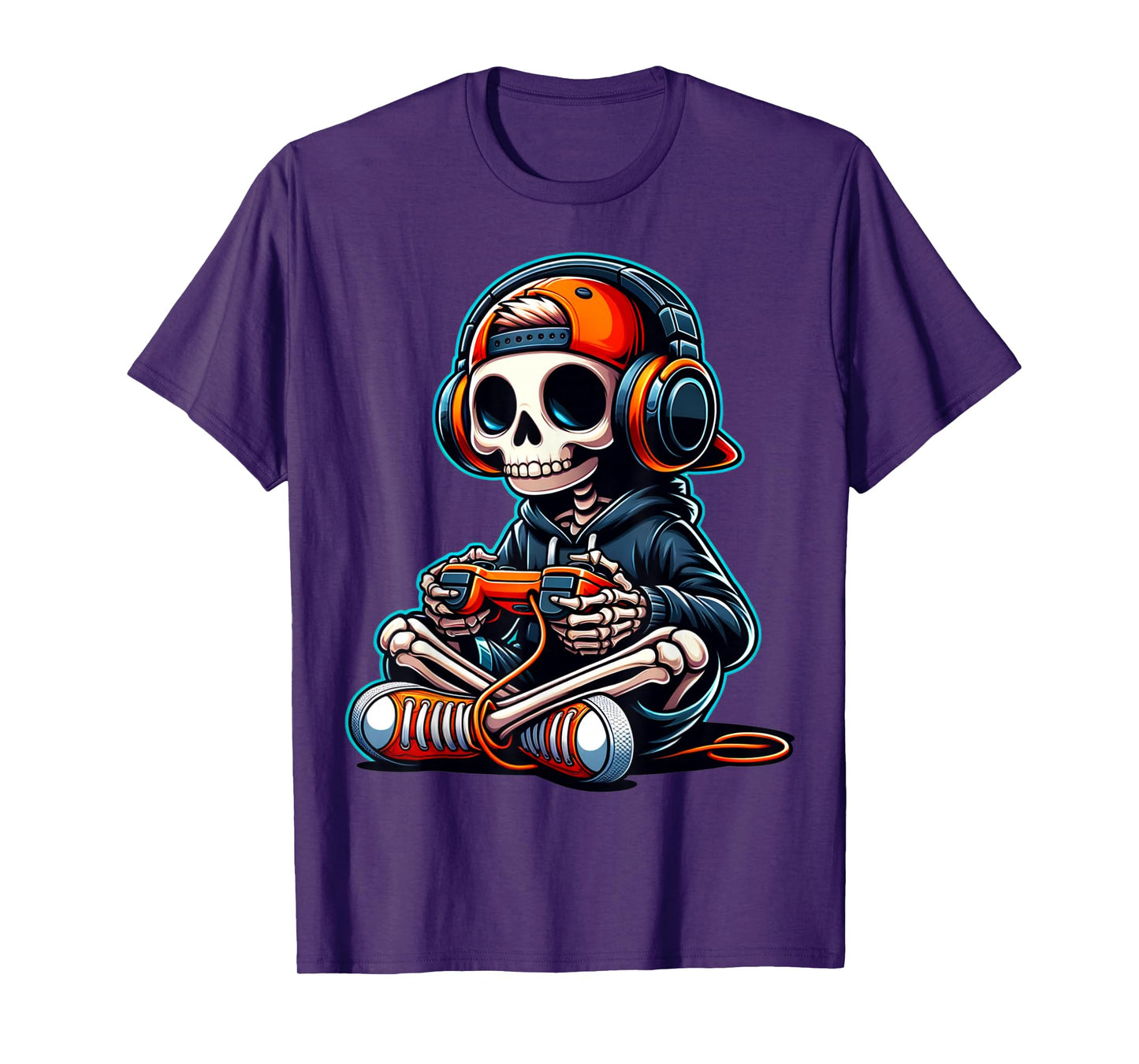 Halloween Skeleton Gamer Video Gaming Boys Men Kids Funny T-Shirt