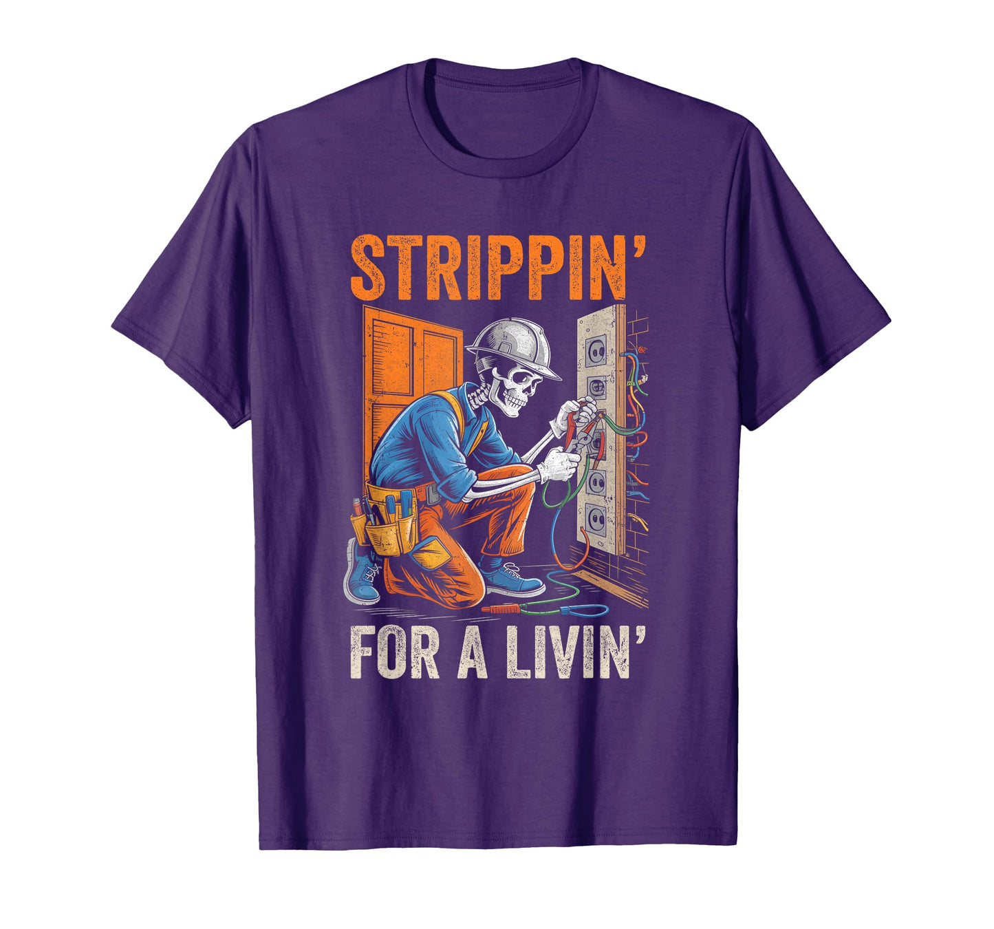 Trippin' for A Livin' Funny Skeleton Electrician Lover T-Shirt