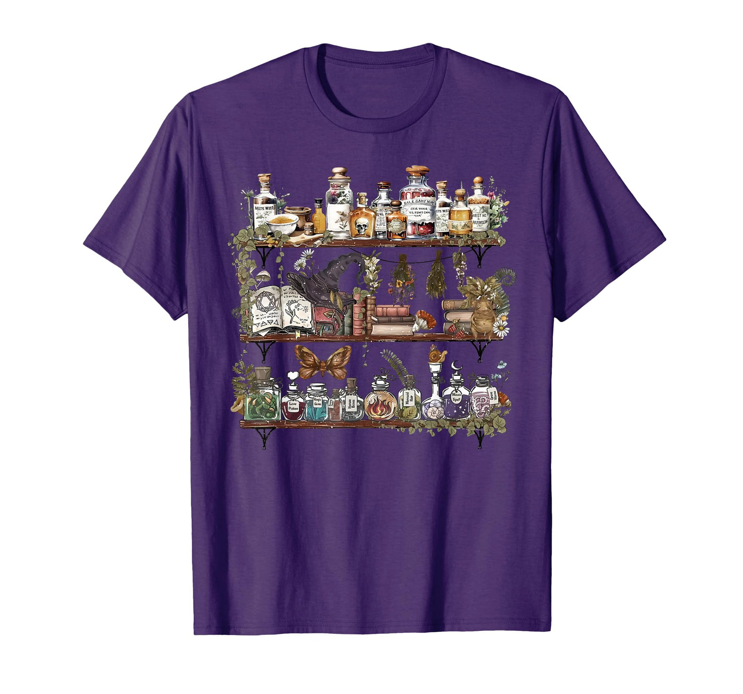 Apothecary Cupboard Herbs Botanical Witch Mystical Magic T-Shirt