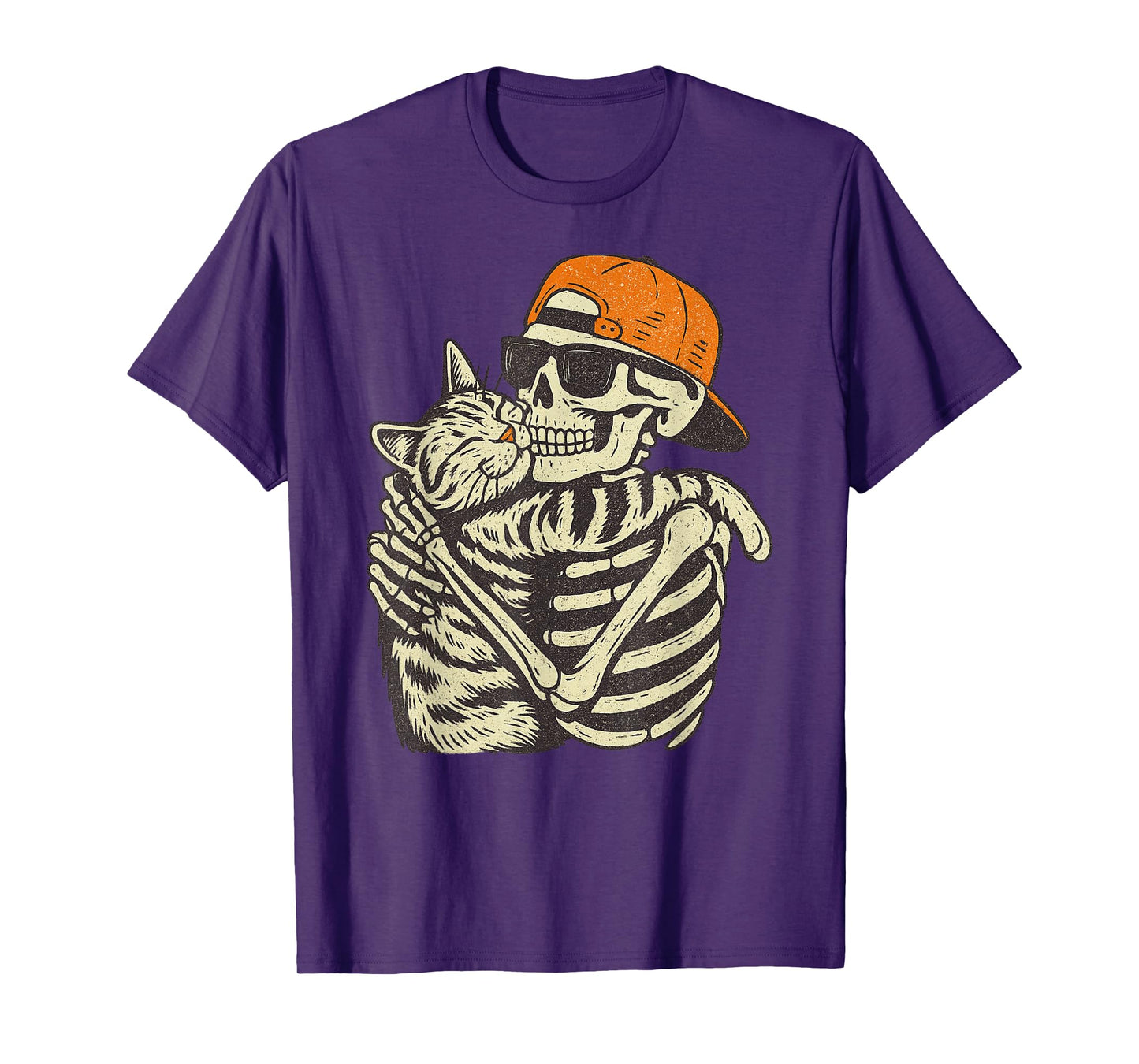 Vintage Halloween Skeleton Cat Funny Spooky Costume T-Shirt