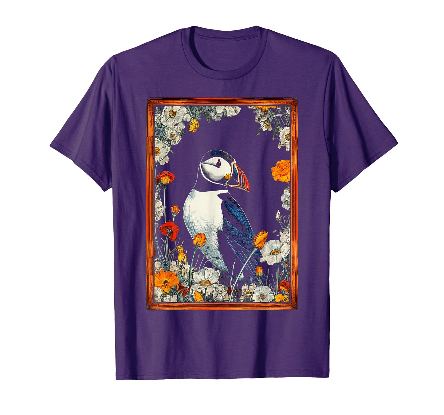 Puffin Nature Art Bird Animal Flowers Graphic Puffin T-Shirt