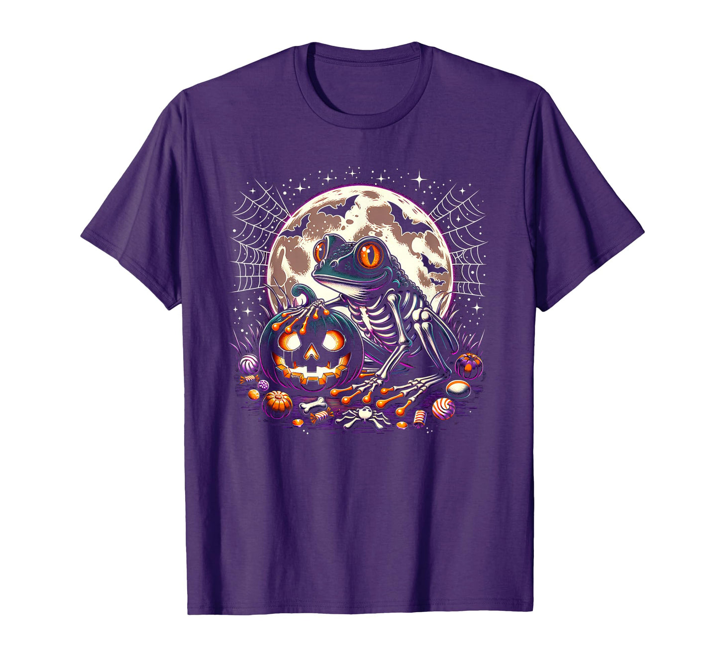 Halloween Frog Skeleton Spooky Pumpkin Jack o Lantern T-Shirt