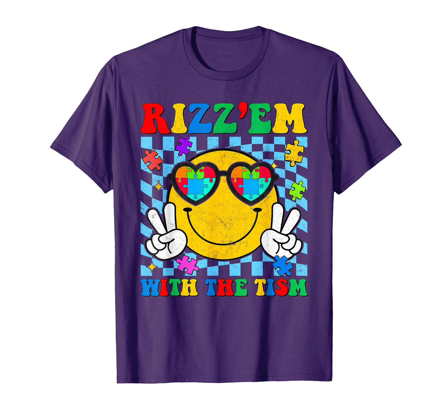 Rizz Em With The Tism Smile Autism Awareness Boys Girls Kids T-Shirt