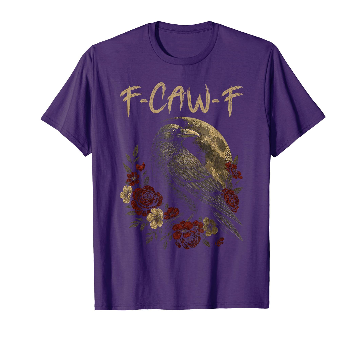 Black Crow F-Caw-F Full Moon Gothic Witchy Adult Humor Men T-Shirt